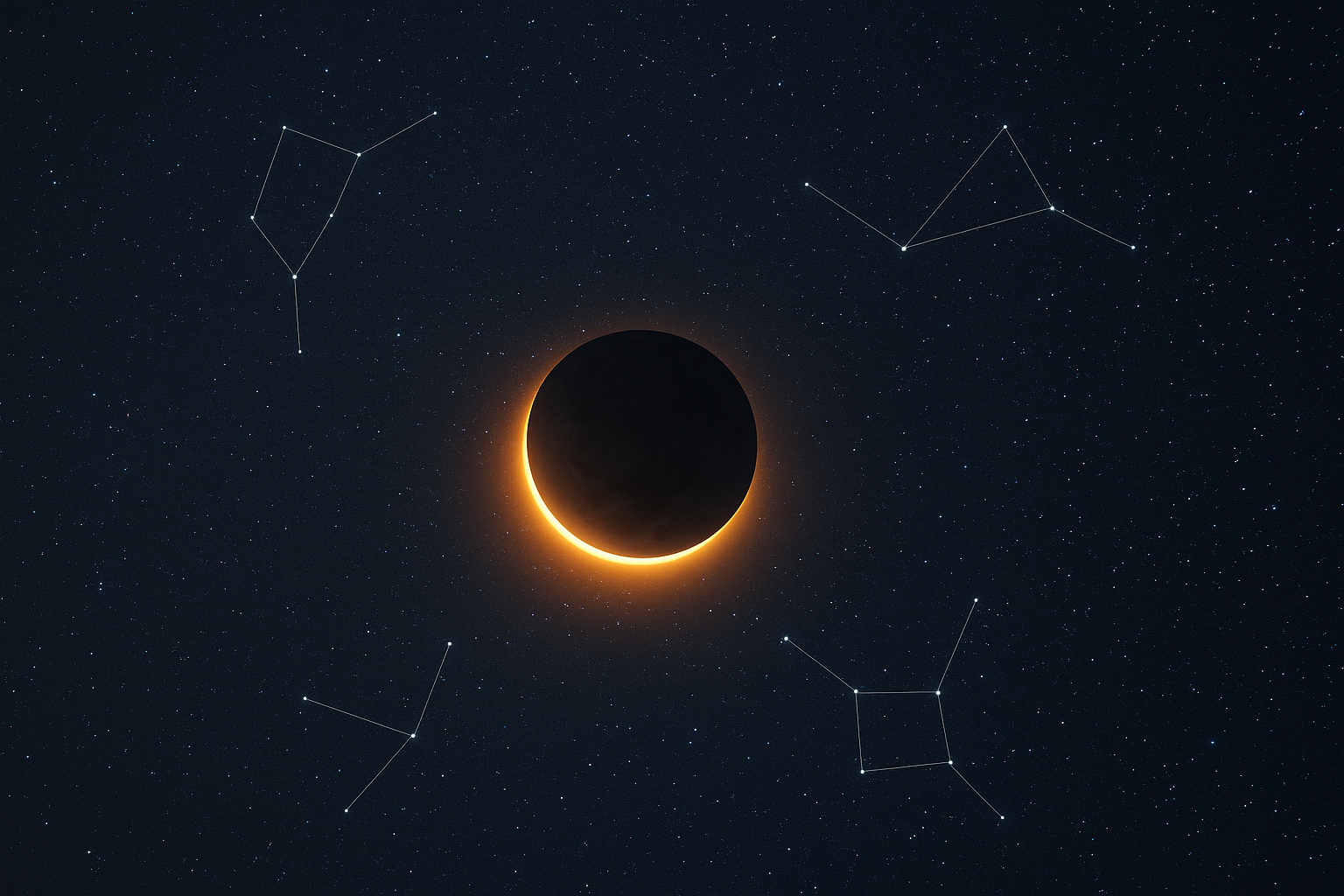 Lune noire éclipsée et constellations hémisphère nord ©Patricia Bialès